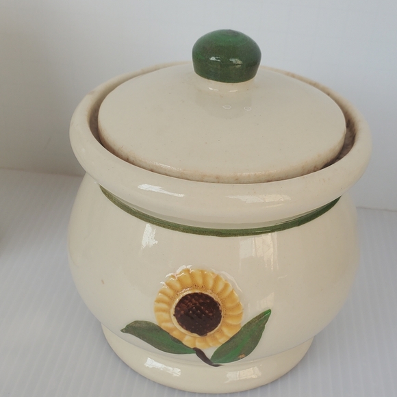 VTG Sunflower Salt & Pepper Shakers SHAWNEE pottery USA 40s-50s Sugar Bowl Set - Picture 4 of 13